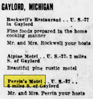 Birch Hill Motel (White Birch Motel, Perrins Motel) - Jul 12 1953 Ad For Perrins